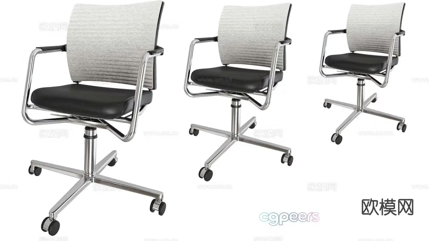 Stainless steel chair office chair leather chair swivel chair 3d model