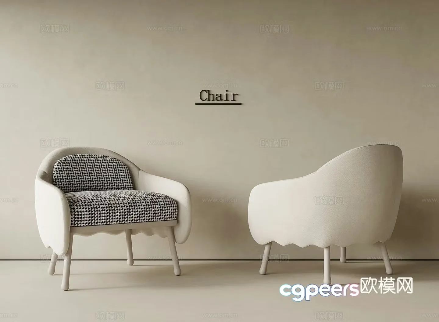 Leisure chair modern cream style leisure chair single chair chair 3d model