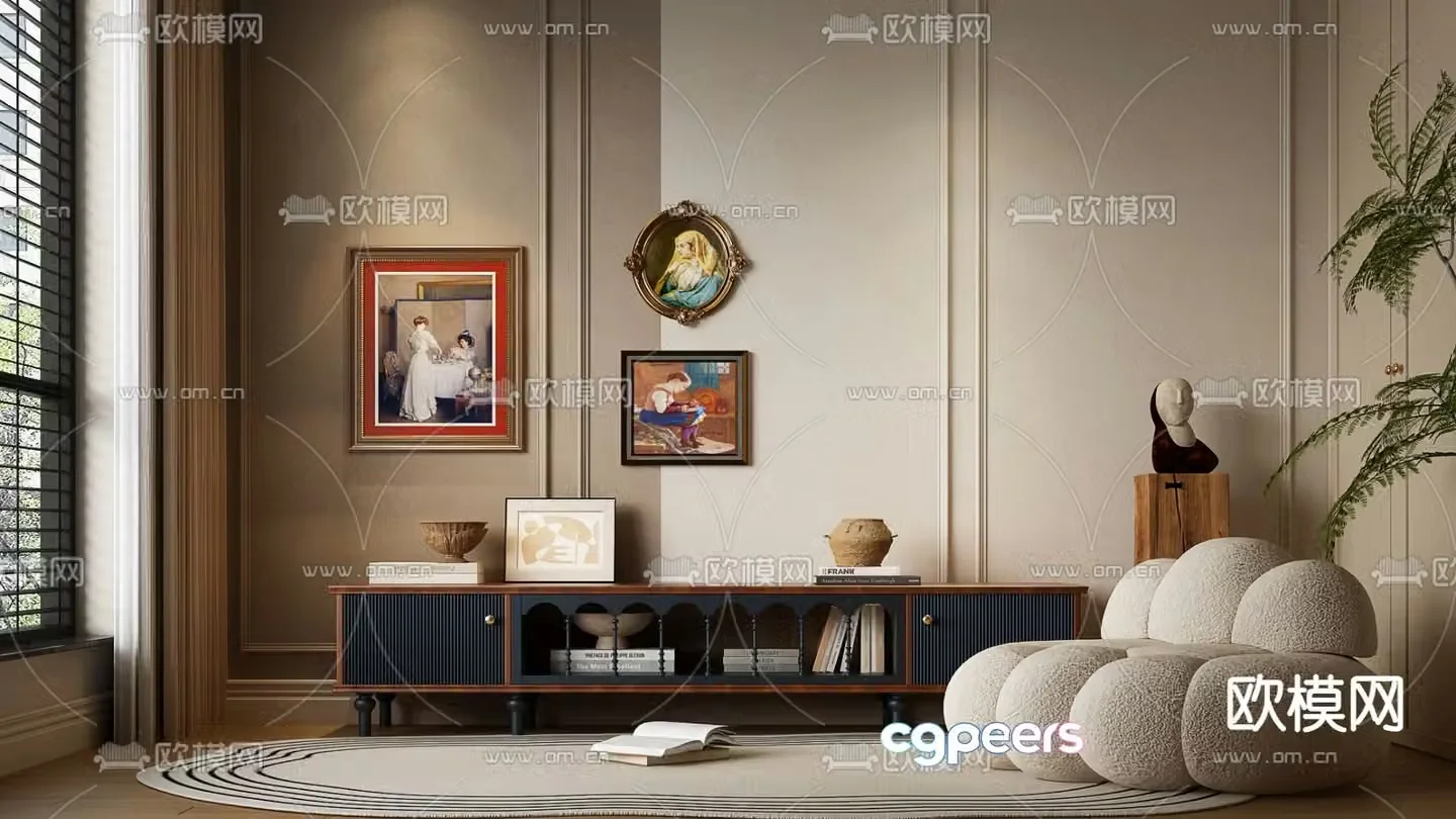 French TV cabinet 3d model