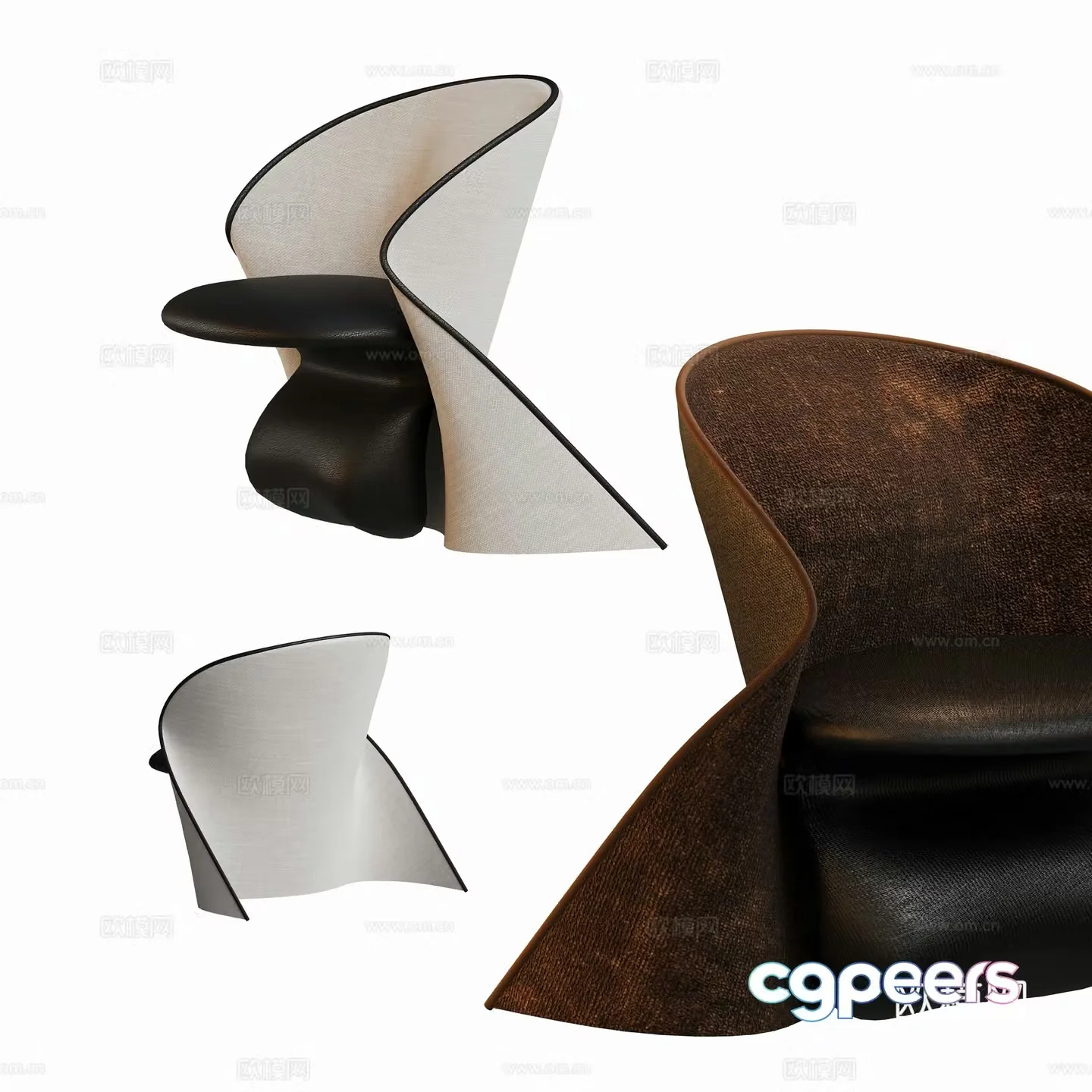 Modern art shaped casual sofa chair 3d model