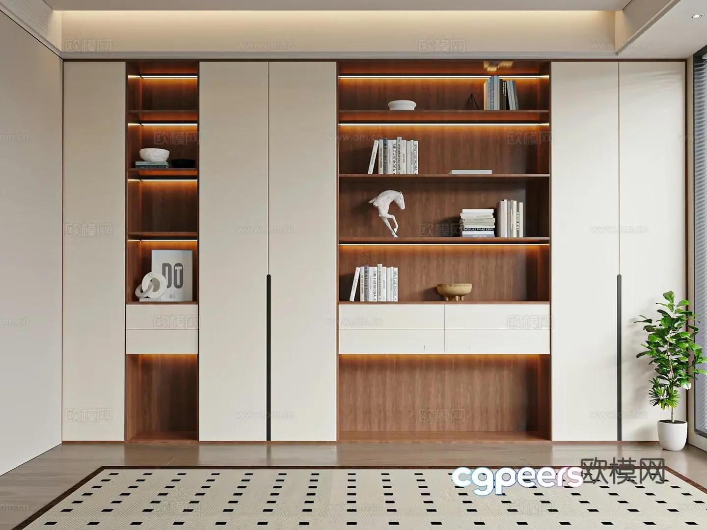 Modern medieval style bookcase 3d model