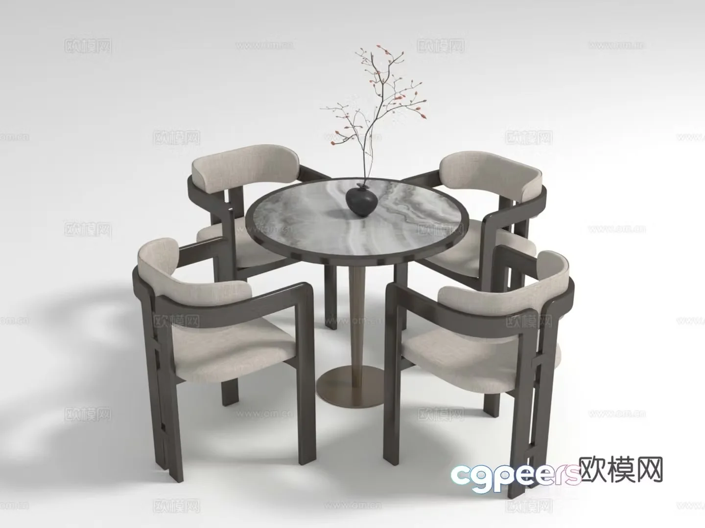 New Chinese style negotiation table and chair combination 3D model