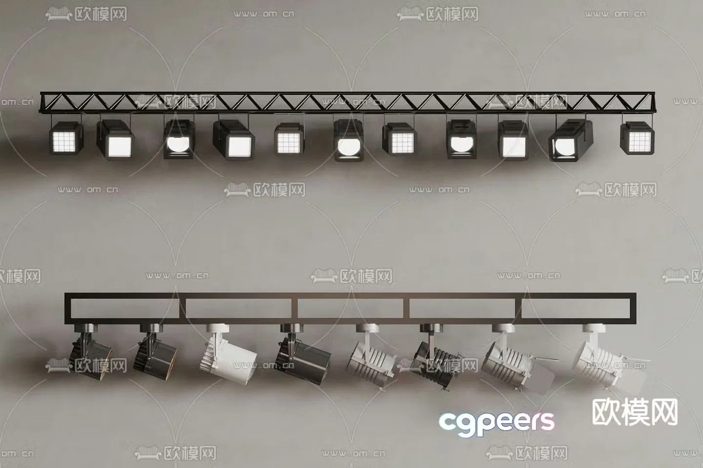 Stage lamp track light 3d model