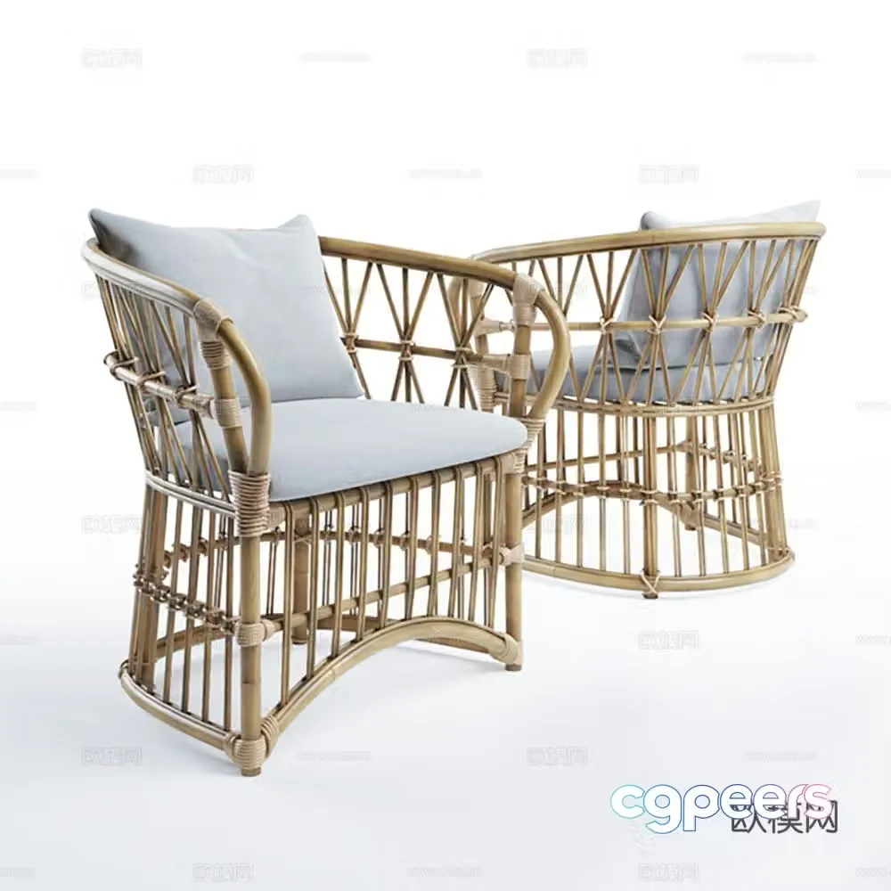 Rattan chair leisure chair single chair outdoor chair 3d model
