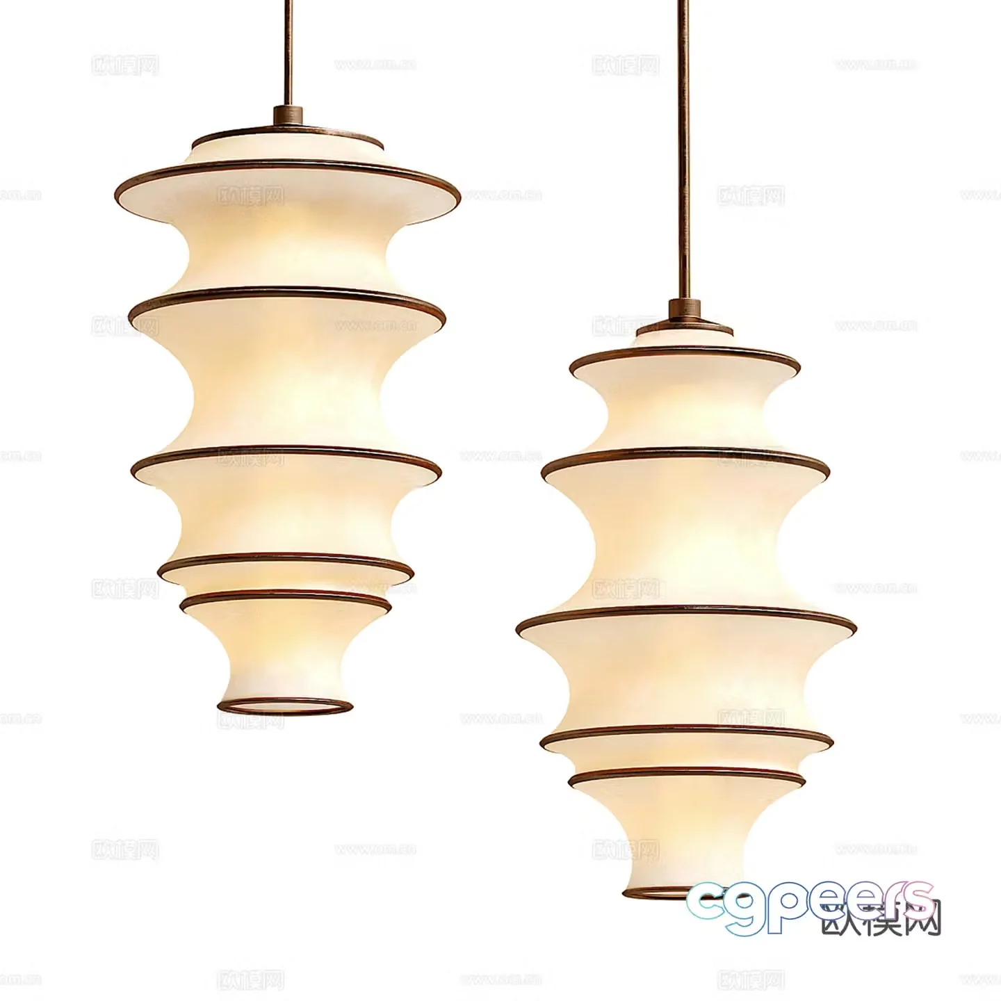 Creamy wind chandelier 3d model