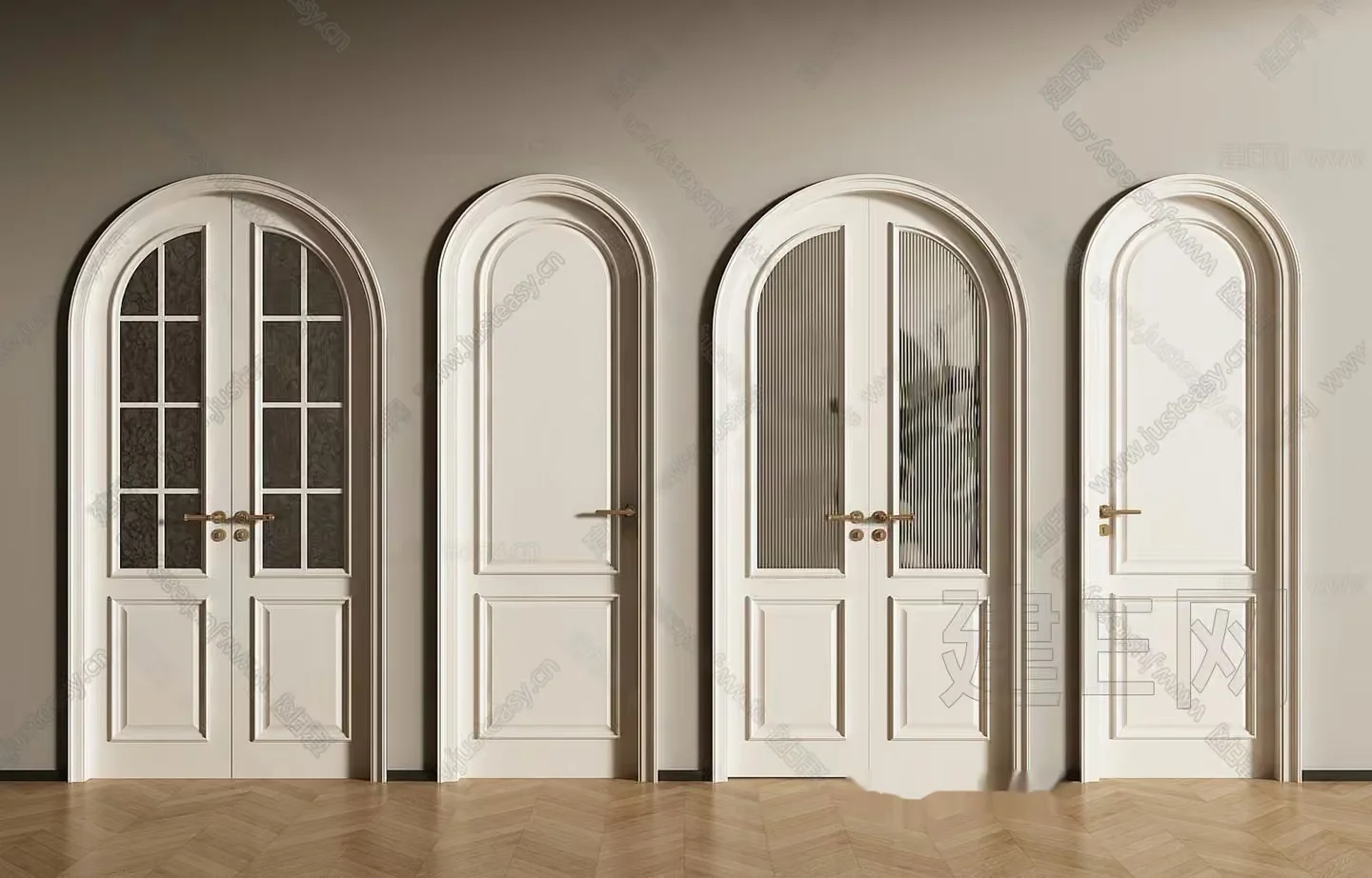 Four White Doors 3D Model – 21731 – VRAY Render