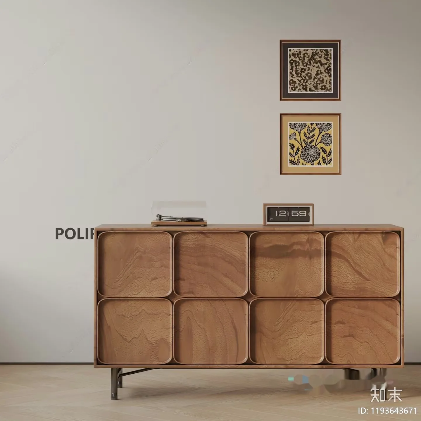 Modern Wooden Dresser 3D Model – 7019 – VRAY Render