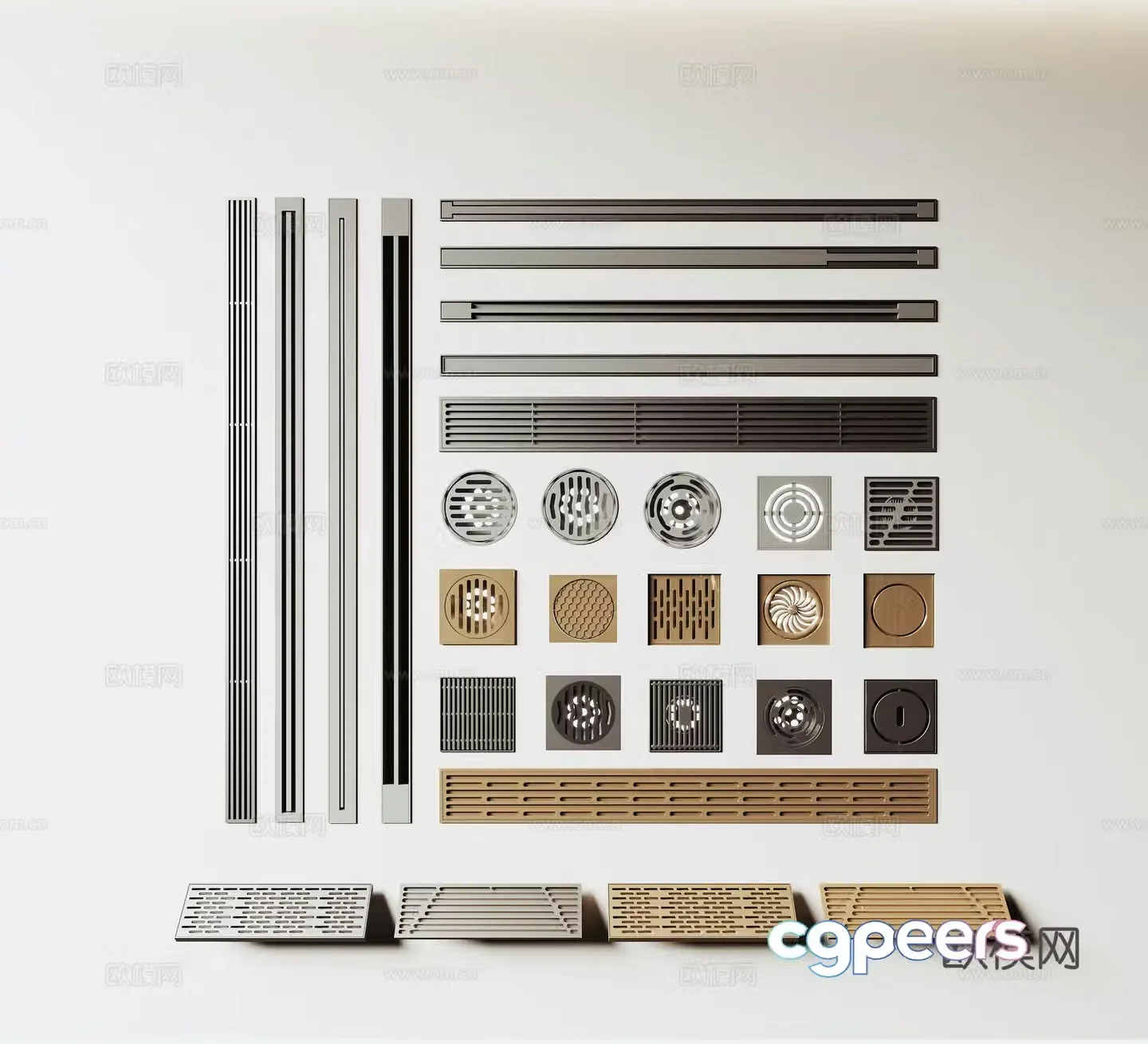 Modern drain line floor drain round floor drain square floor drain submarine floor drain 3d model