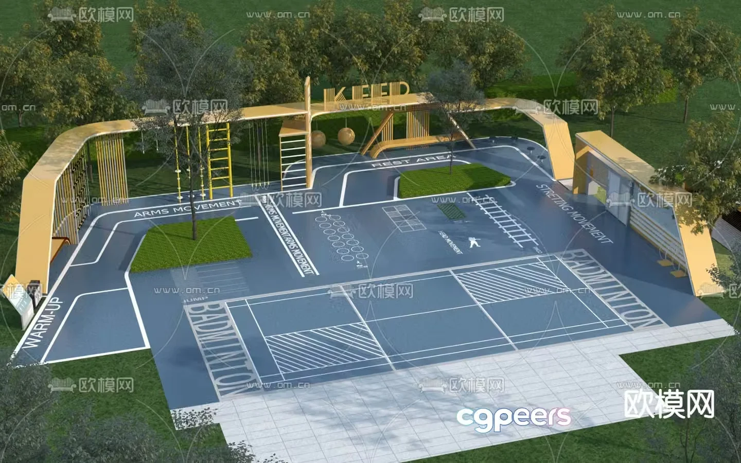 Outdoor sports park 3d model