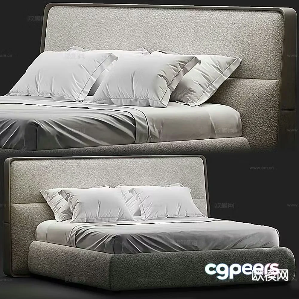 Modern double bed 3d model