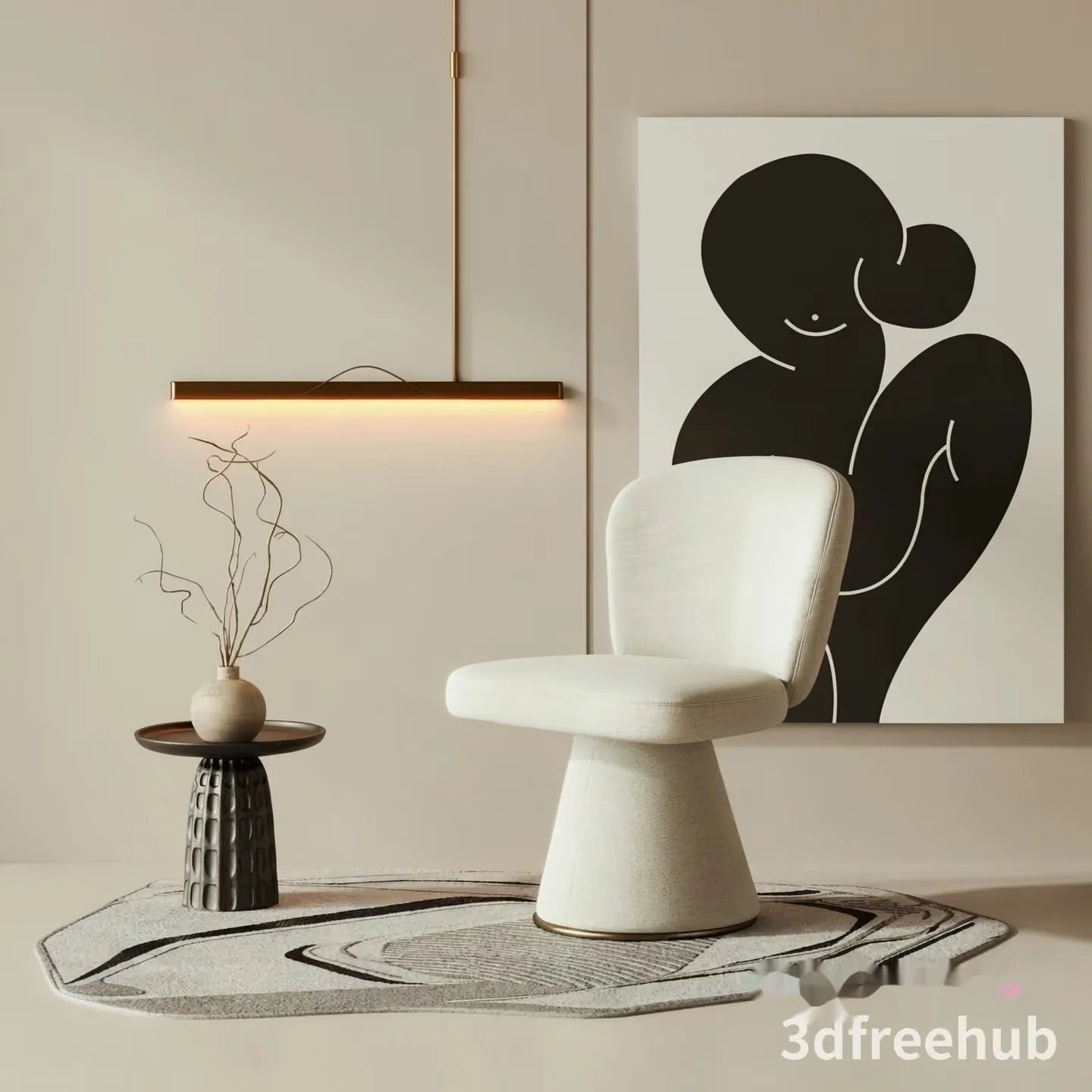 Modern Minimalist Interior Design 3D Model – 22979 – VRAY Render