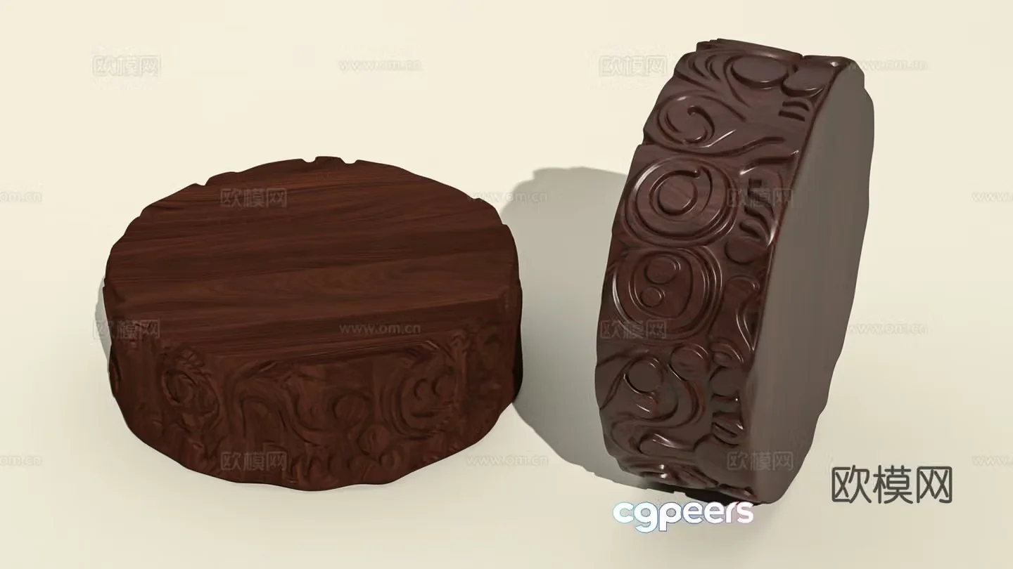 Base Wood carving Ebony Round Base Mahogany Crafts Stone Base Wooden Pillow Vase Pot Plant Ornament Base 3D Model