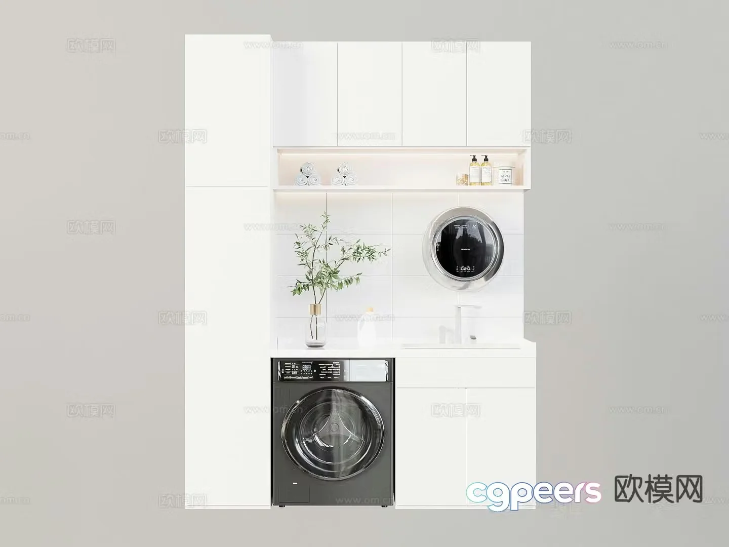 Modern balcony cabinet laundry cabinet 3d model