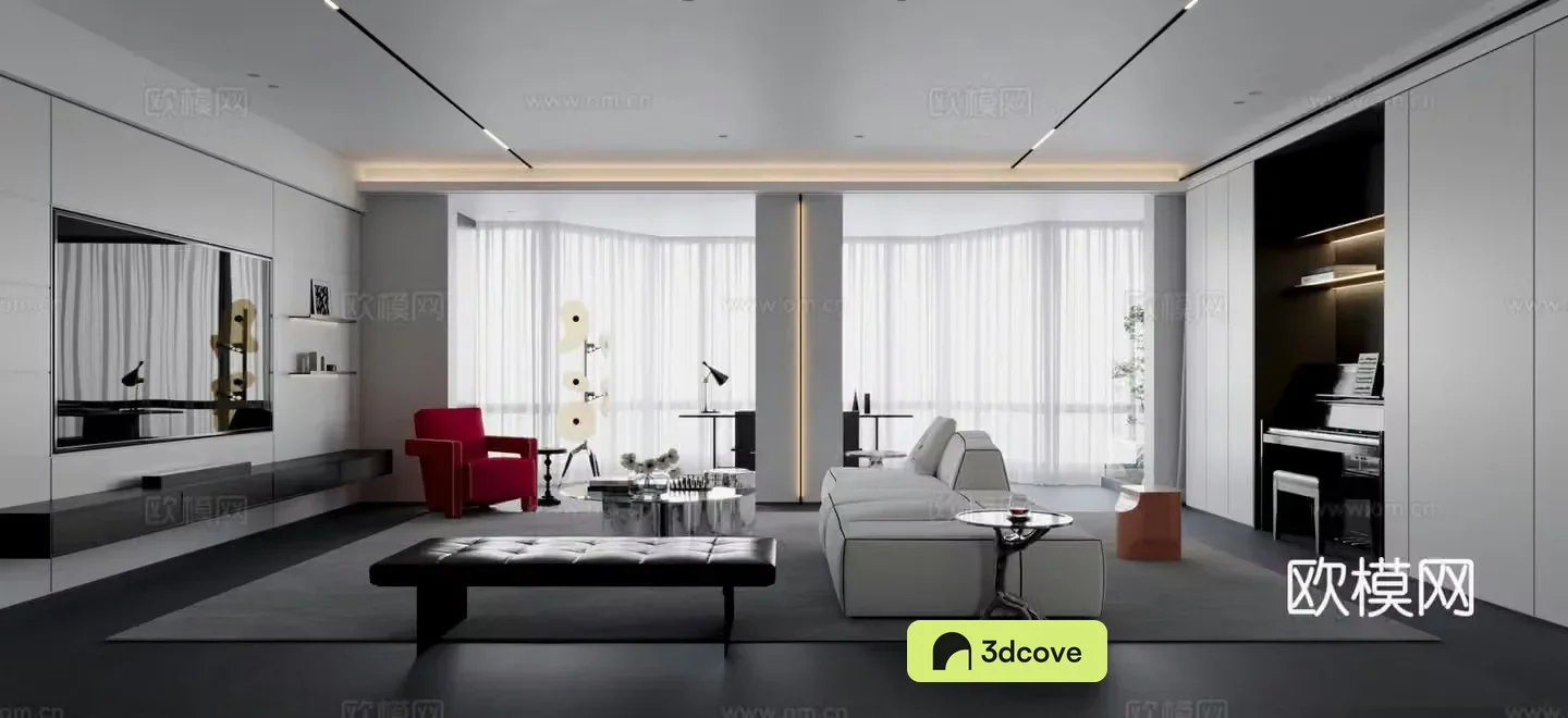 Modern living and dining room sofa coffee table carpet dining table