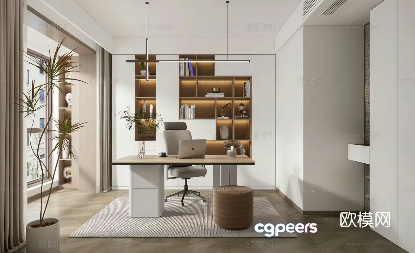 Modern study room 3d model