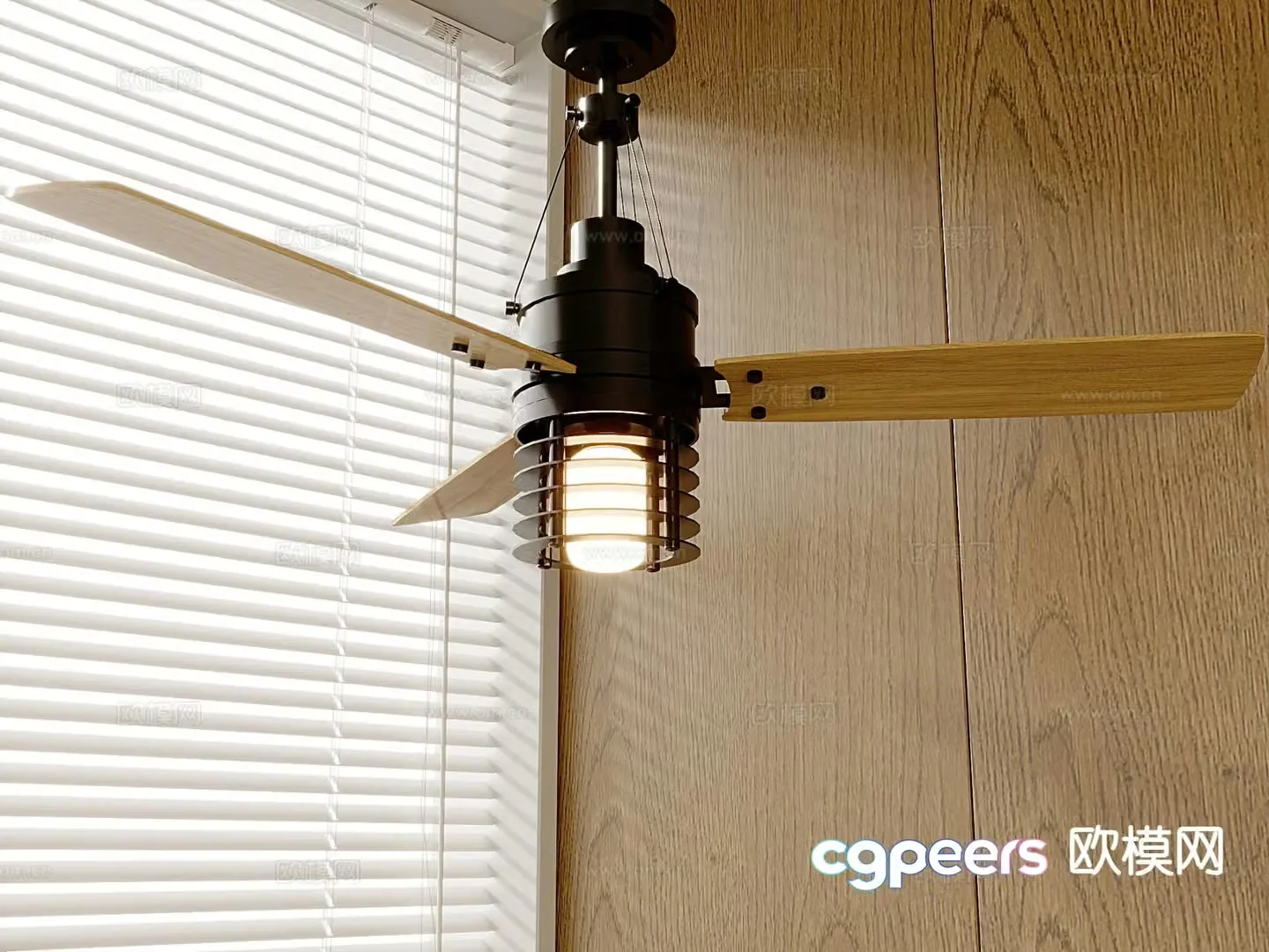 Medieval style ceiling fan fan light 3d model
