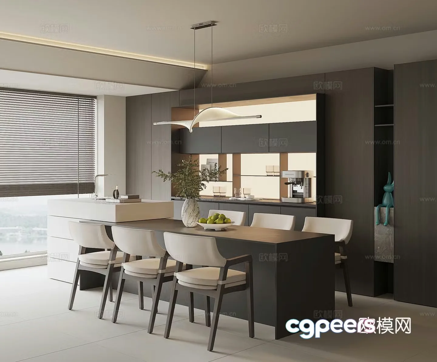 Modern home restaurant 3d model