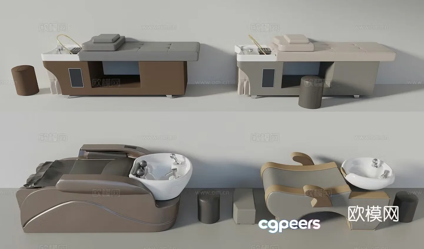 Modern hair washing bed Barber shop hair washing bed Massage bed 3d model