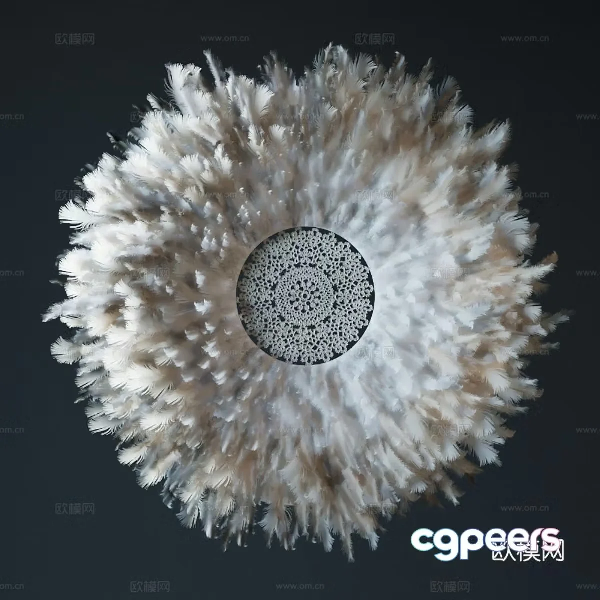 Modern feather hanging ornament pendant 3d model