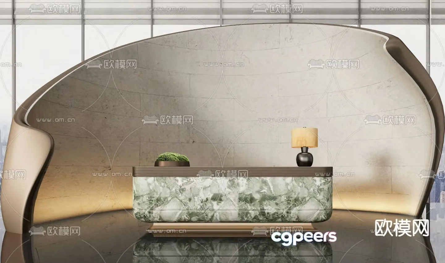 Modern front desk reception desk service desk 3d model