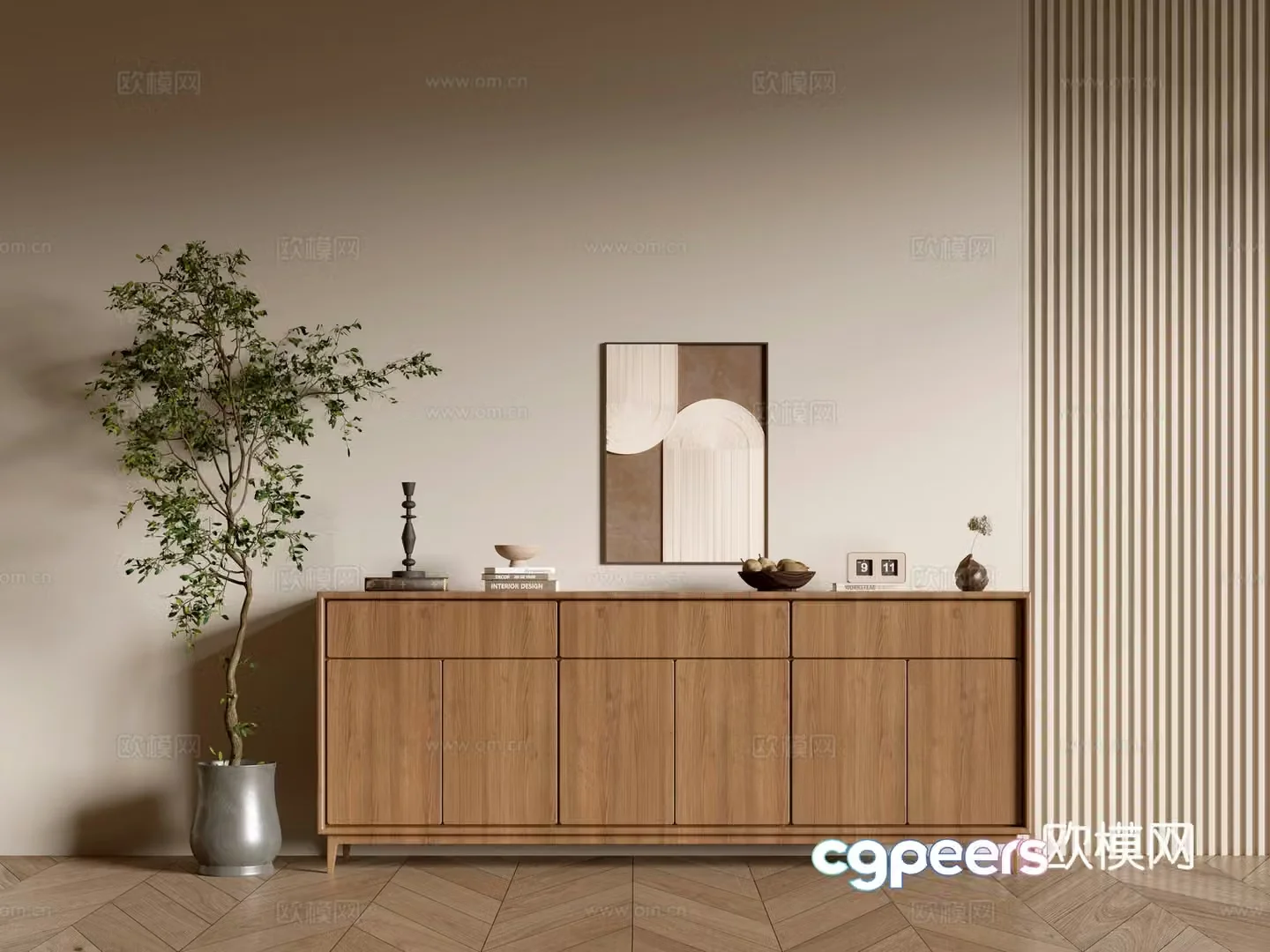 Modern wood grain cabinet ins wind minimalist wind cabinet whole cabinet sideboard balcony cabinet storage 3D model