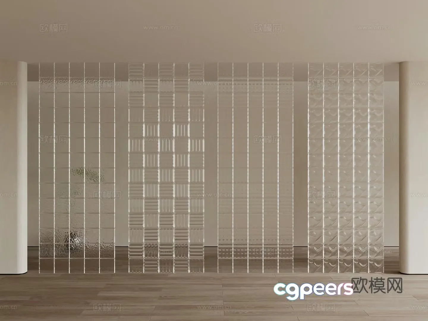 Modern French partition Glass brick partition Bathroom partition Glass partition Porch partition 3D model