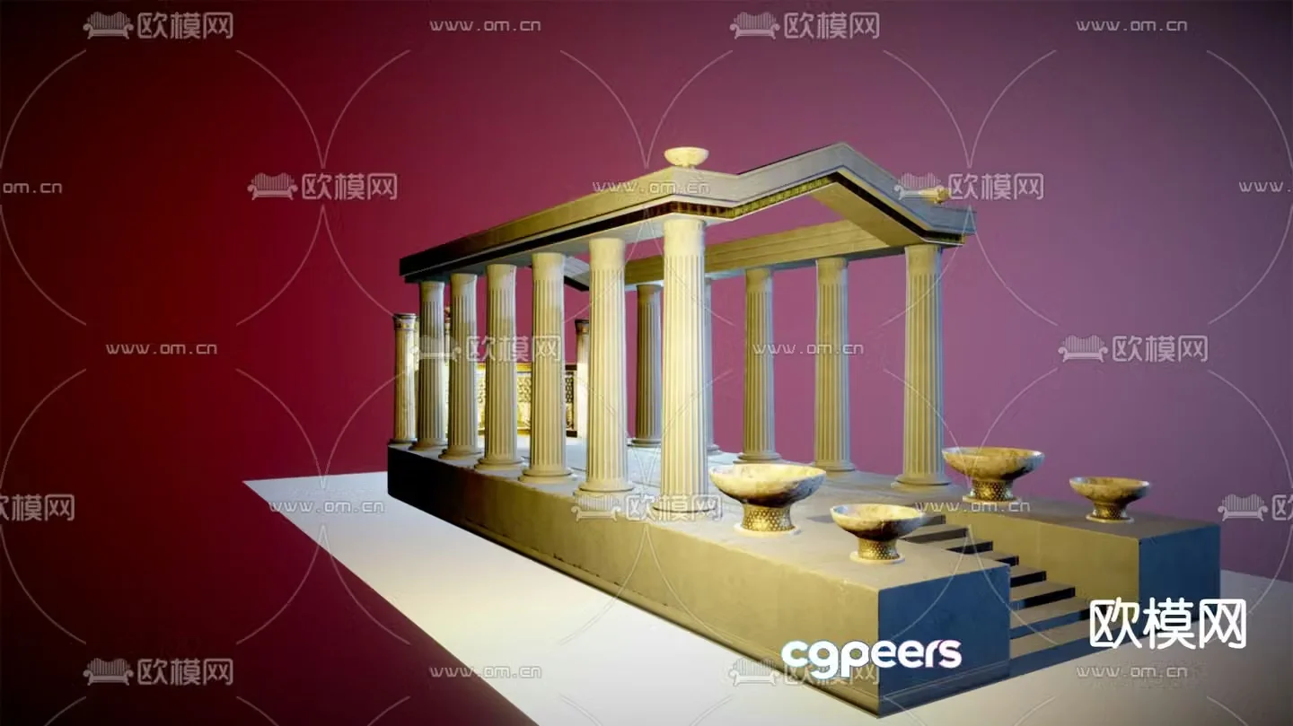 Simple European corridor frame corridor component 3D model
