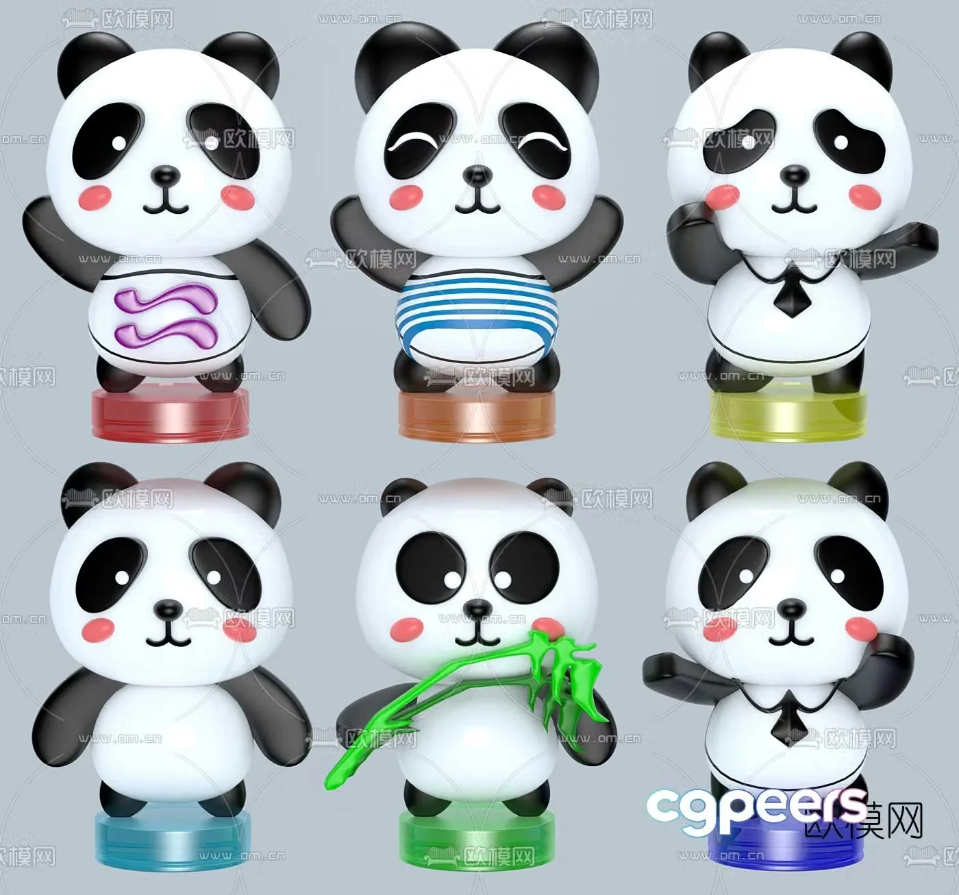 Modern ever-changing panda figure 3D model