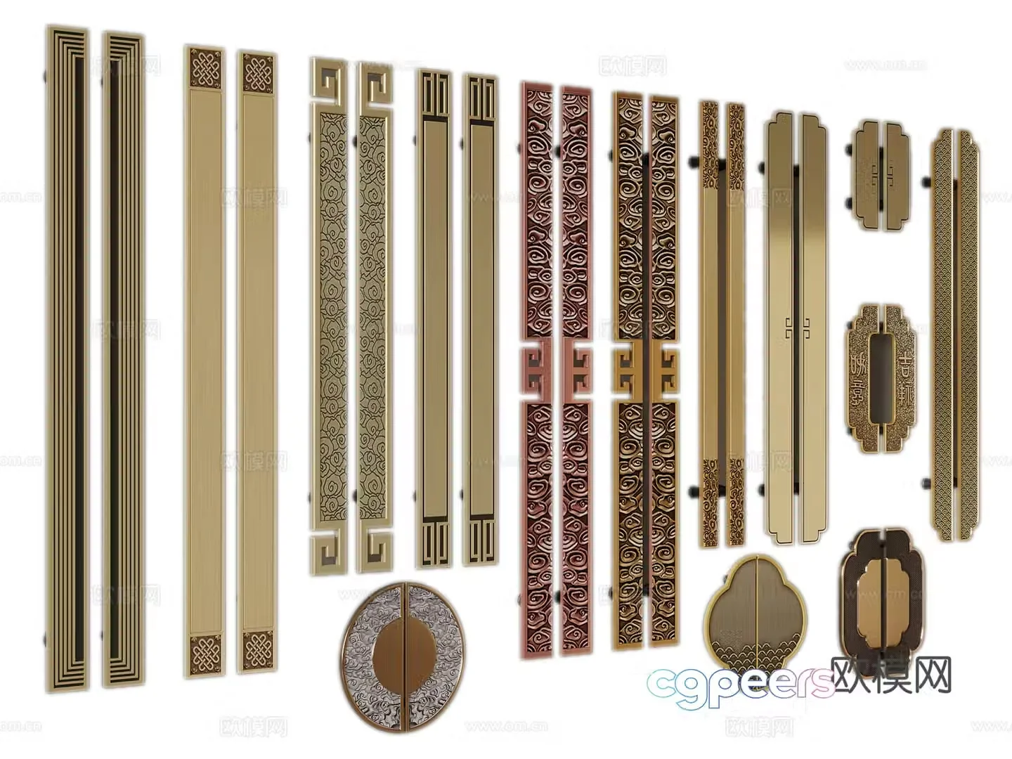 New Chinese door handle lock 3D model