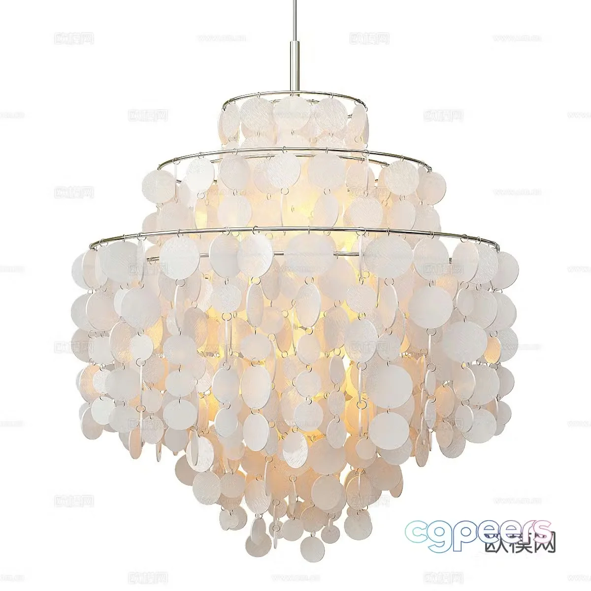 Circular Capiz Chandelier 3d Model