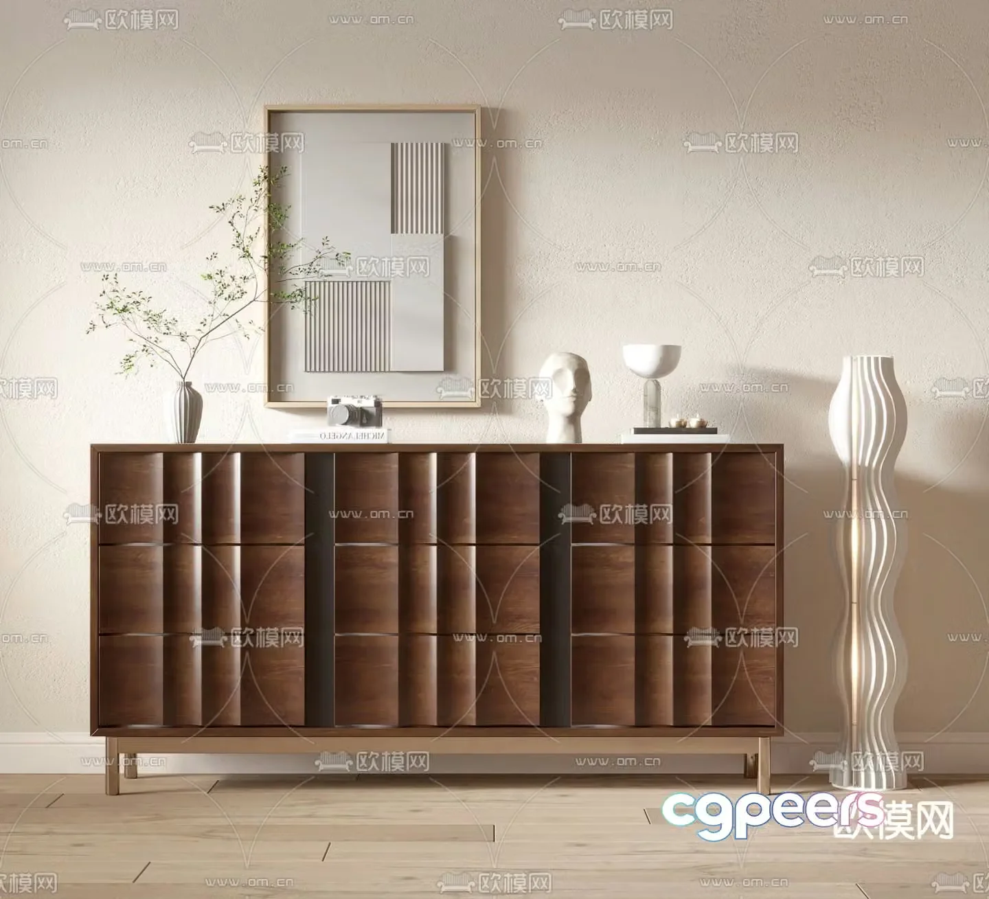 Middle-aged style entrance cabinet end view cabinet low shoe cabinet 3D model