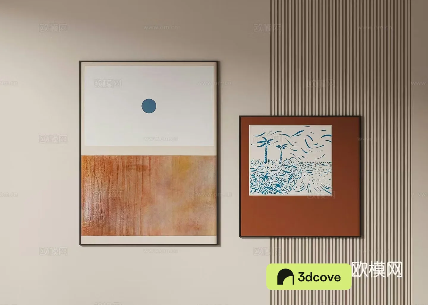 Medium style retro hanging painting 3d model