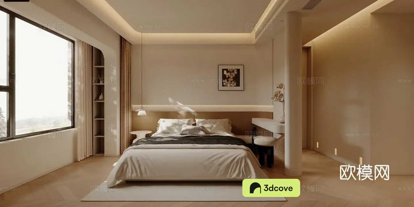 Modern cream medieval bedroom