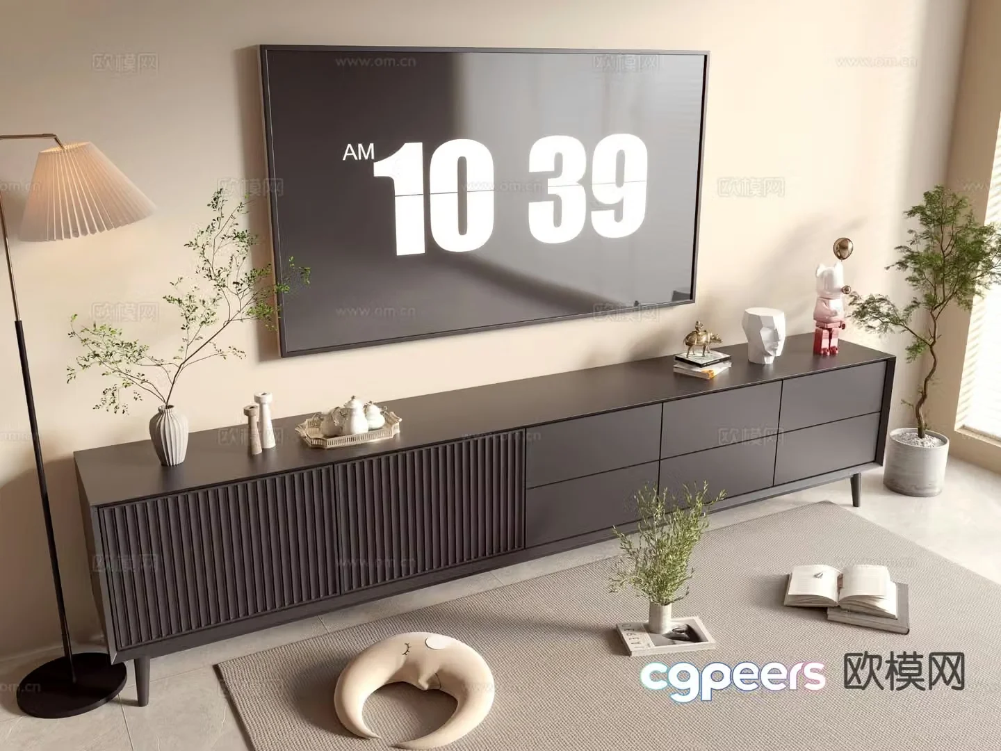 Black TV cabinet 3d model