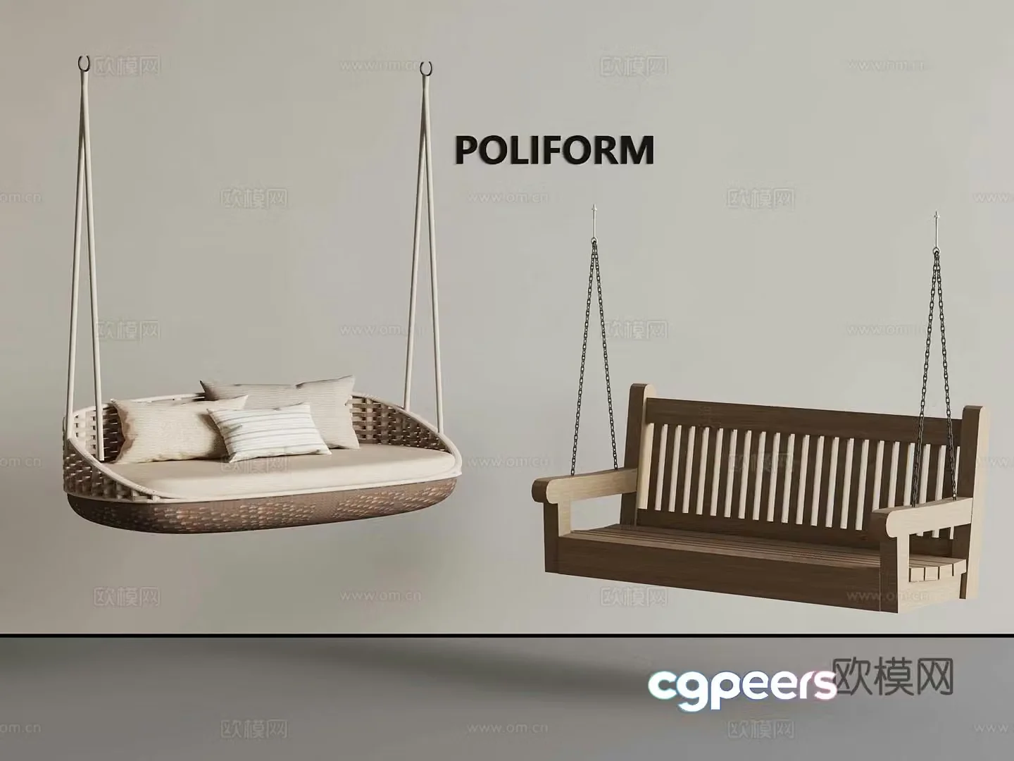 Modern hanging chair Solid wood hanging chair 3d model
