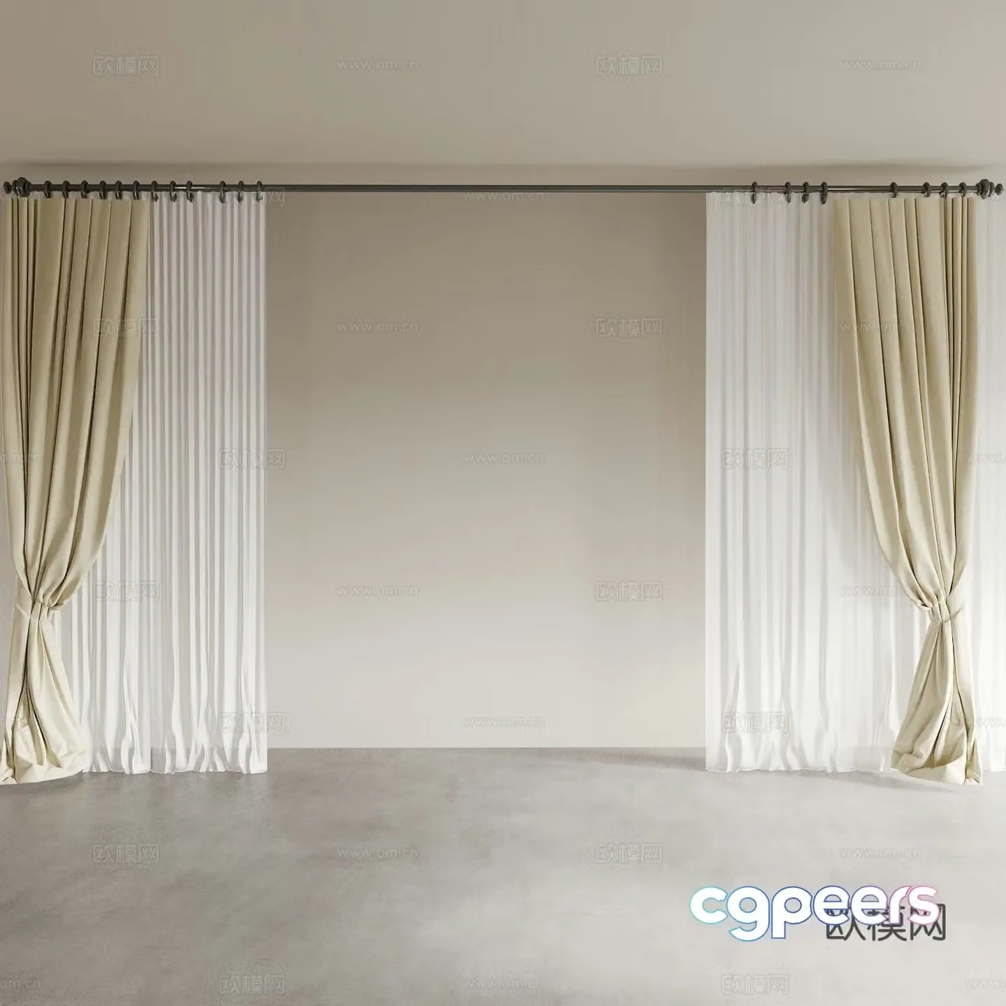 Curtains Roman curtains gauze curtains Living room curtains Bedroom curtains Study curtains 3D model