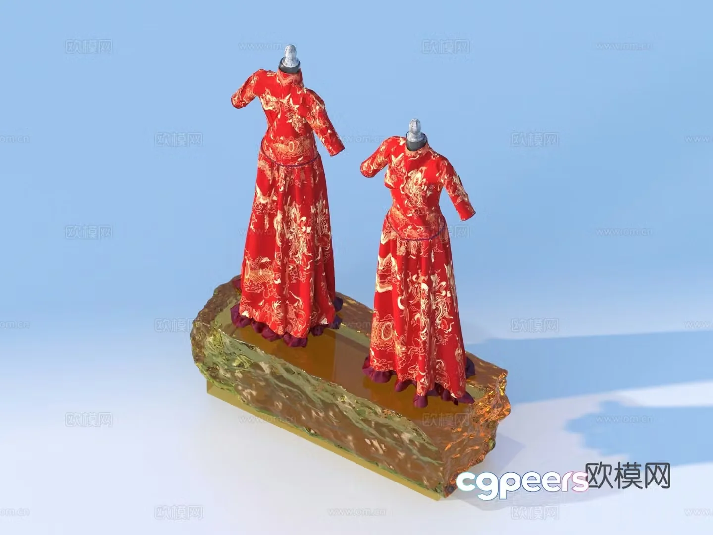 Hanfu women’s skirt cheongsam robe 3d model