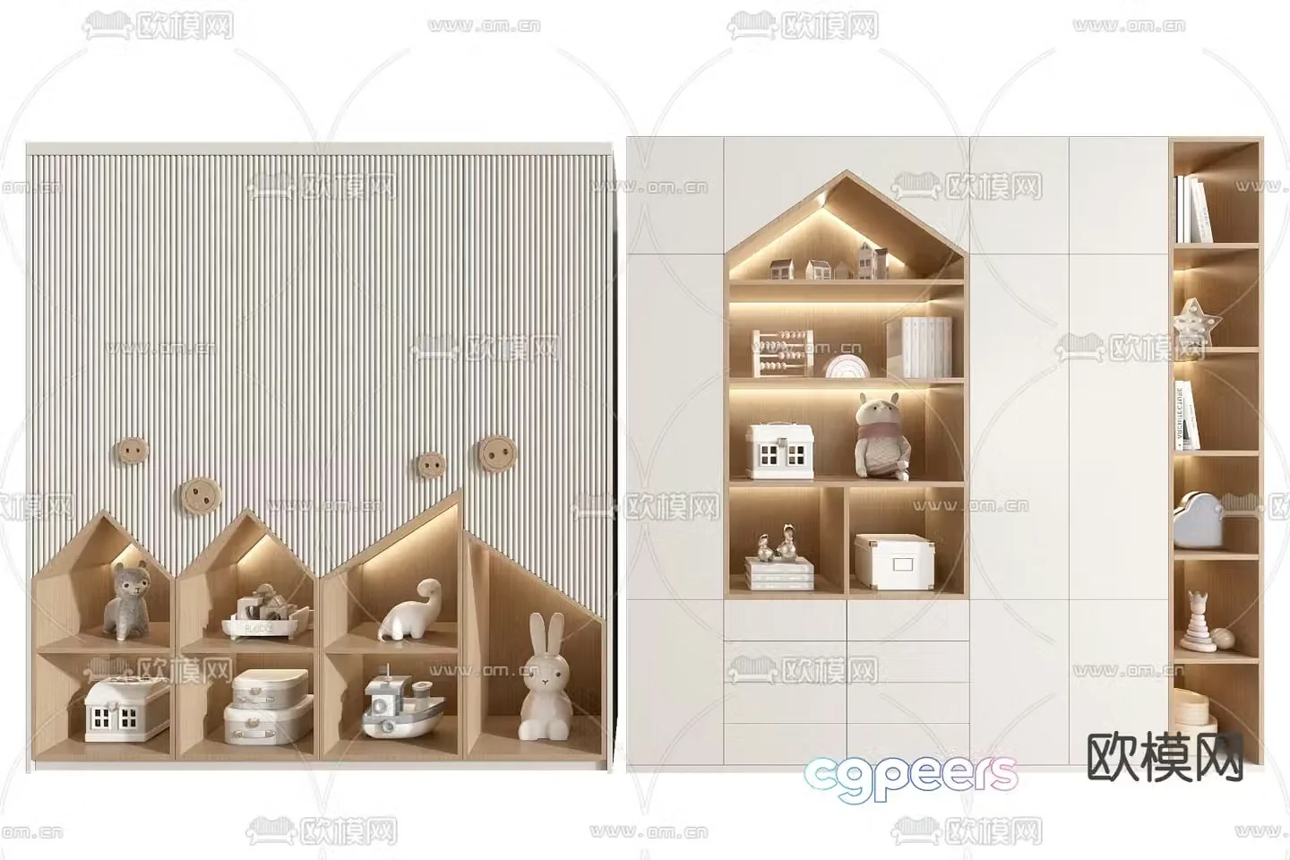 Children’s bookcase storage cabinet 3d model