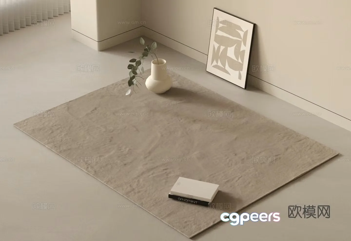 Modern carpet Striped carpet Lazy sofa Plant potted abstract carpet Square carpet 3d model