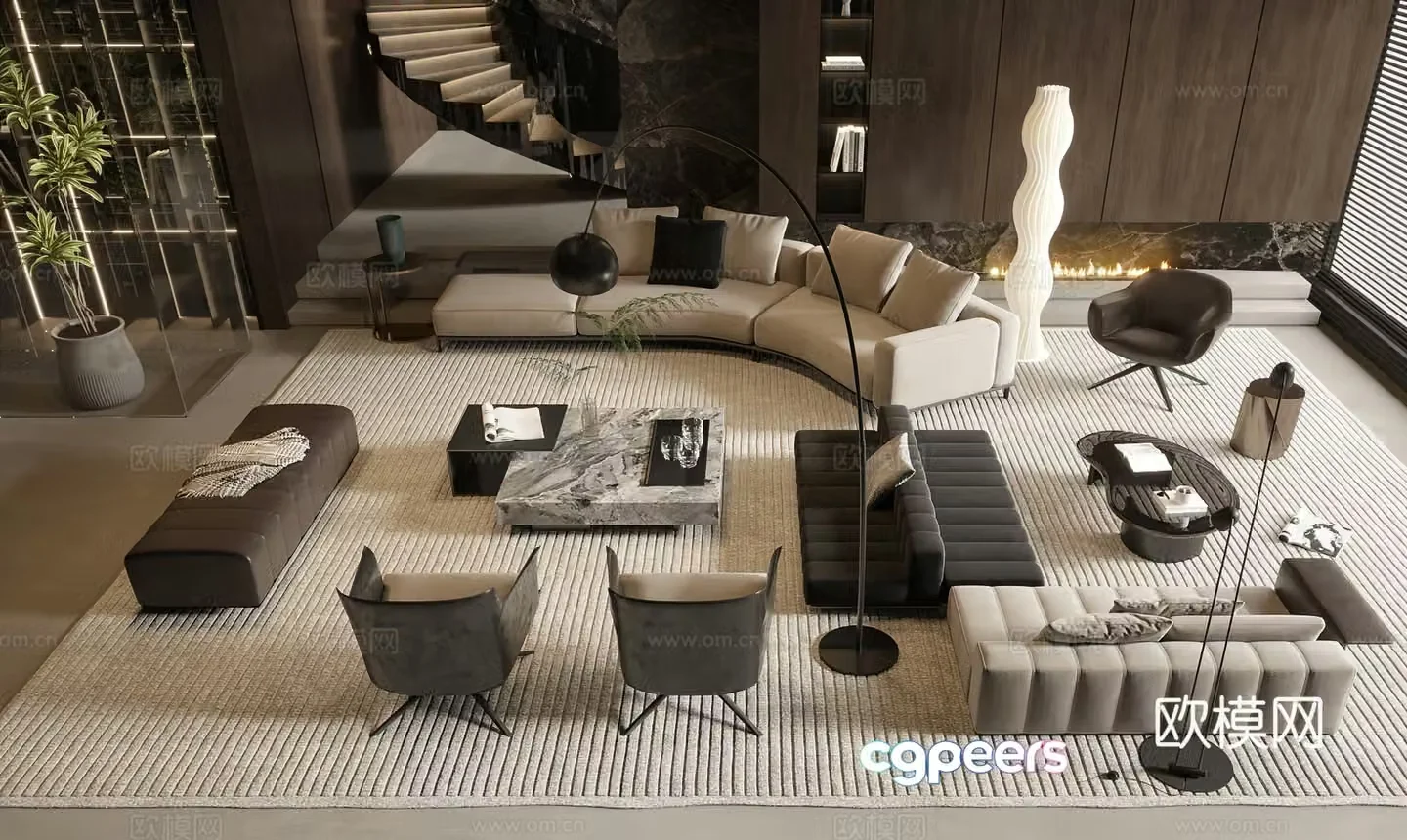 Modern sectional sofa 3d model