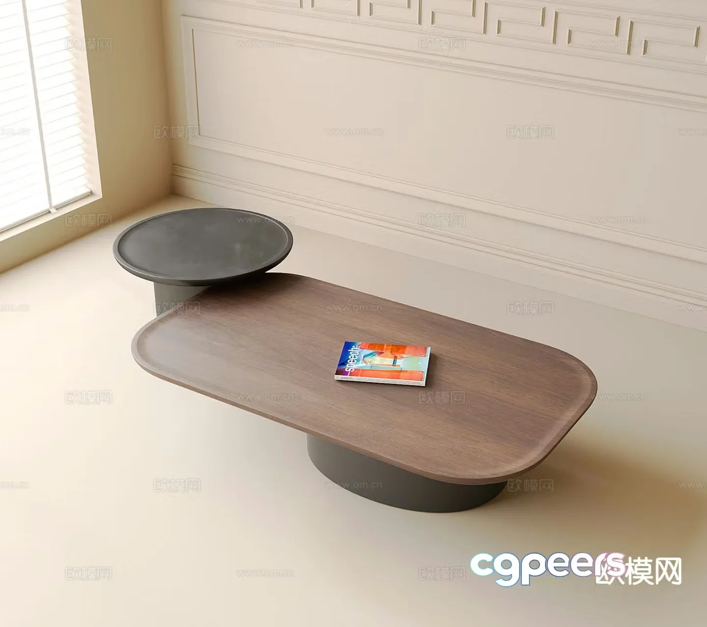 Modern double coffee table 3d model