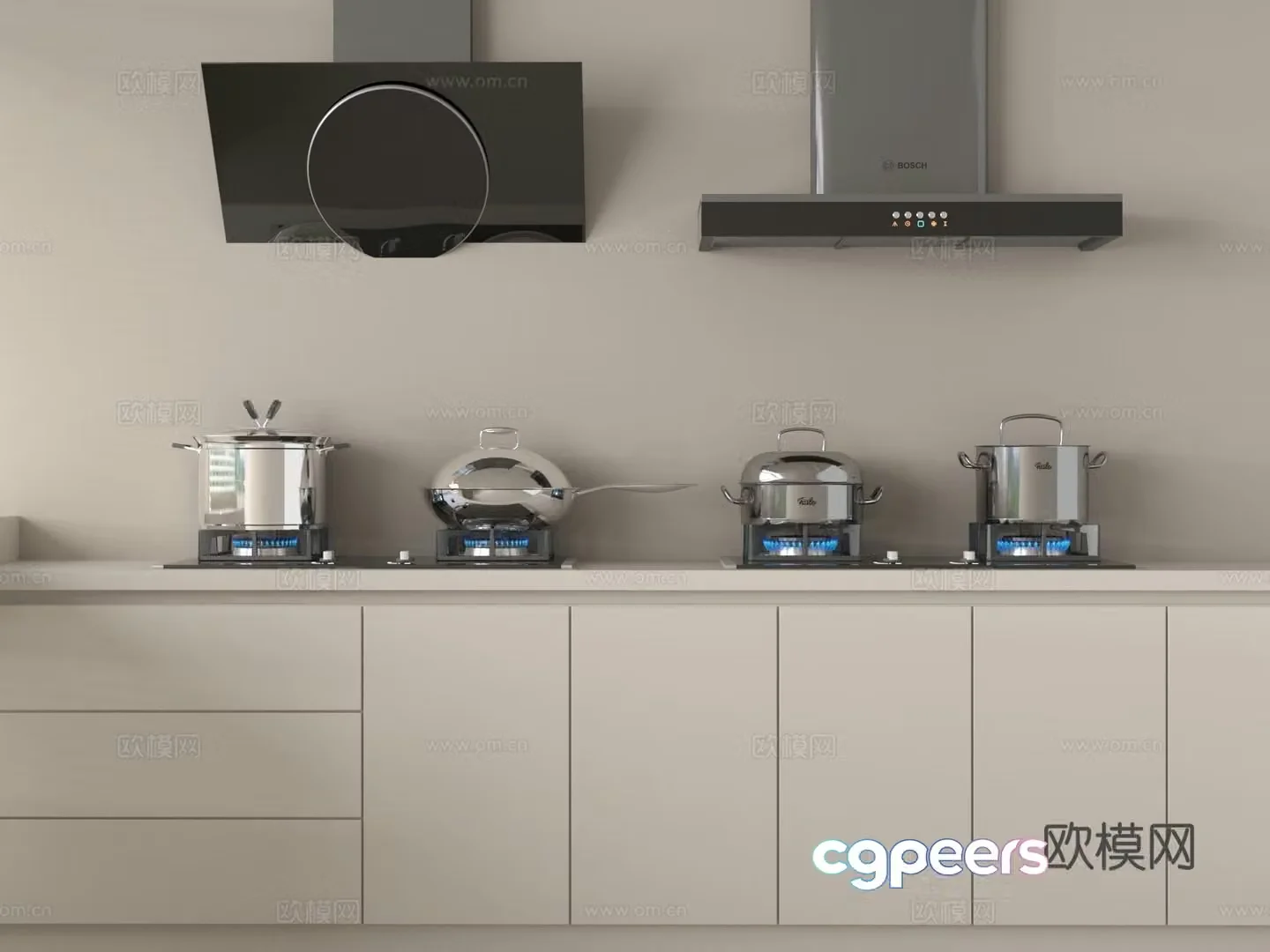 Range hood stove gas stove stove stove pot 3d model