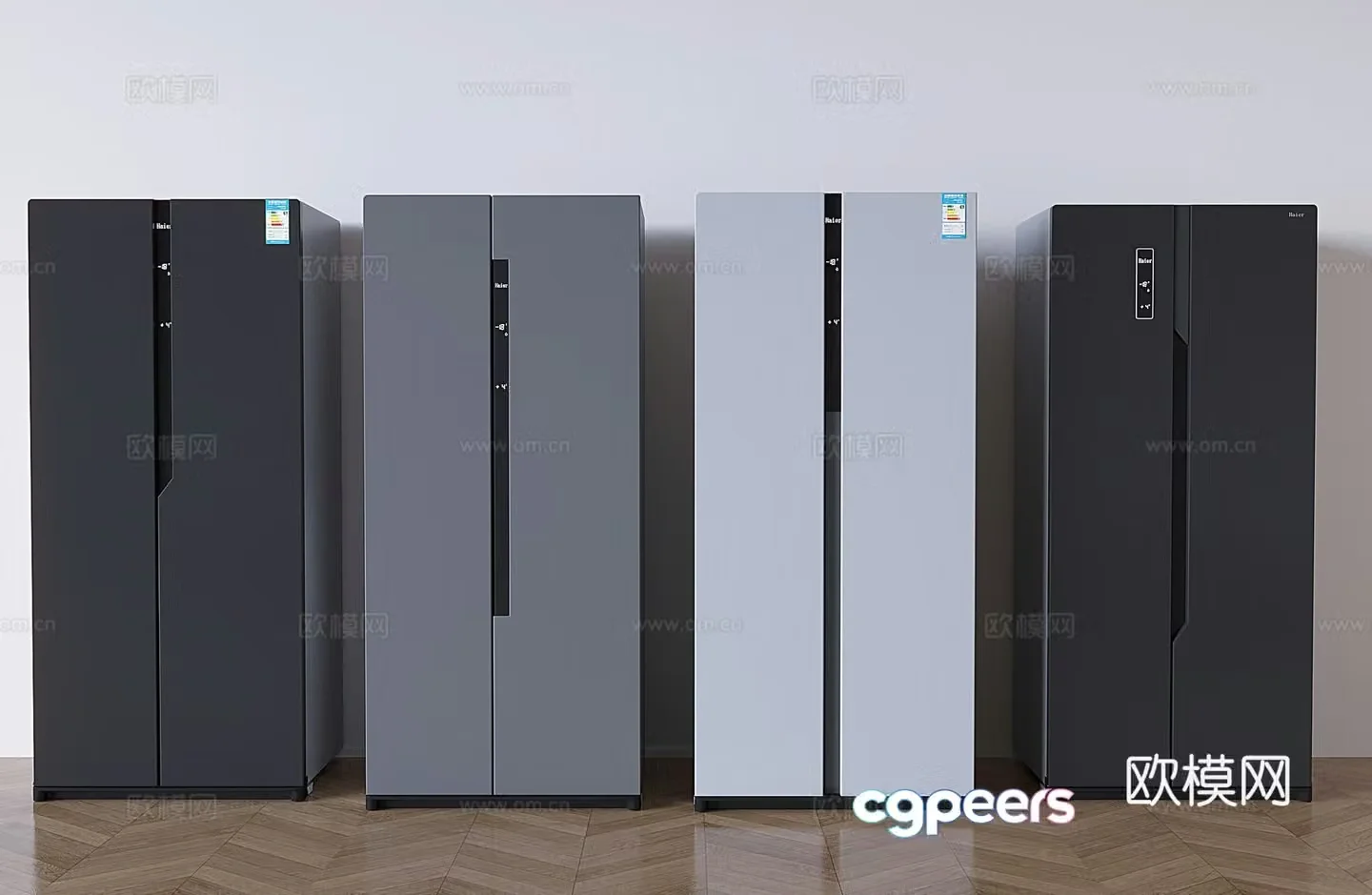 Double door smart refrigerator 3D model