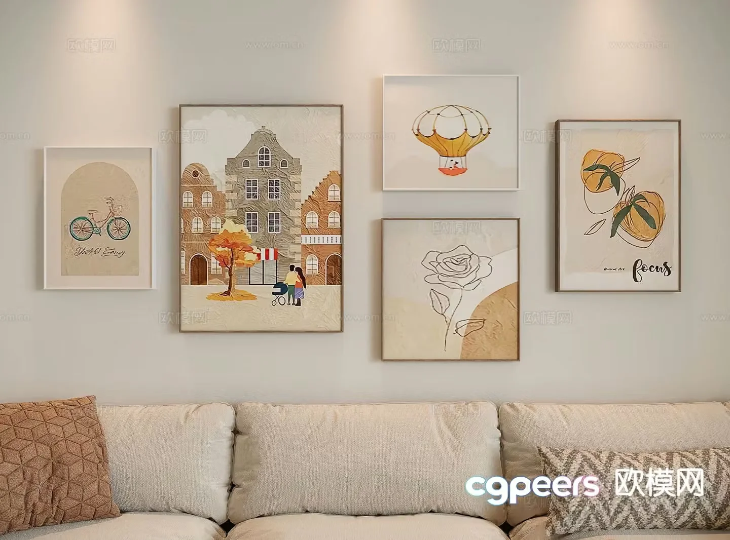 Cream style decorative painting art painting hanging painting 3d model