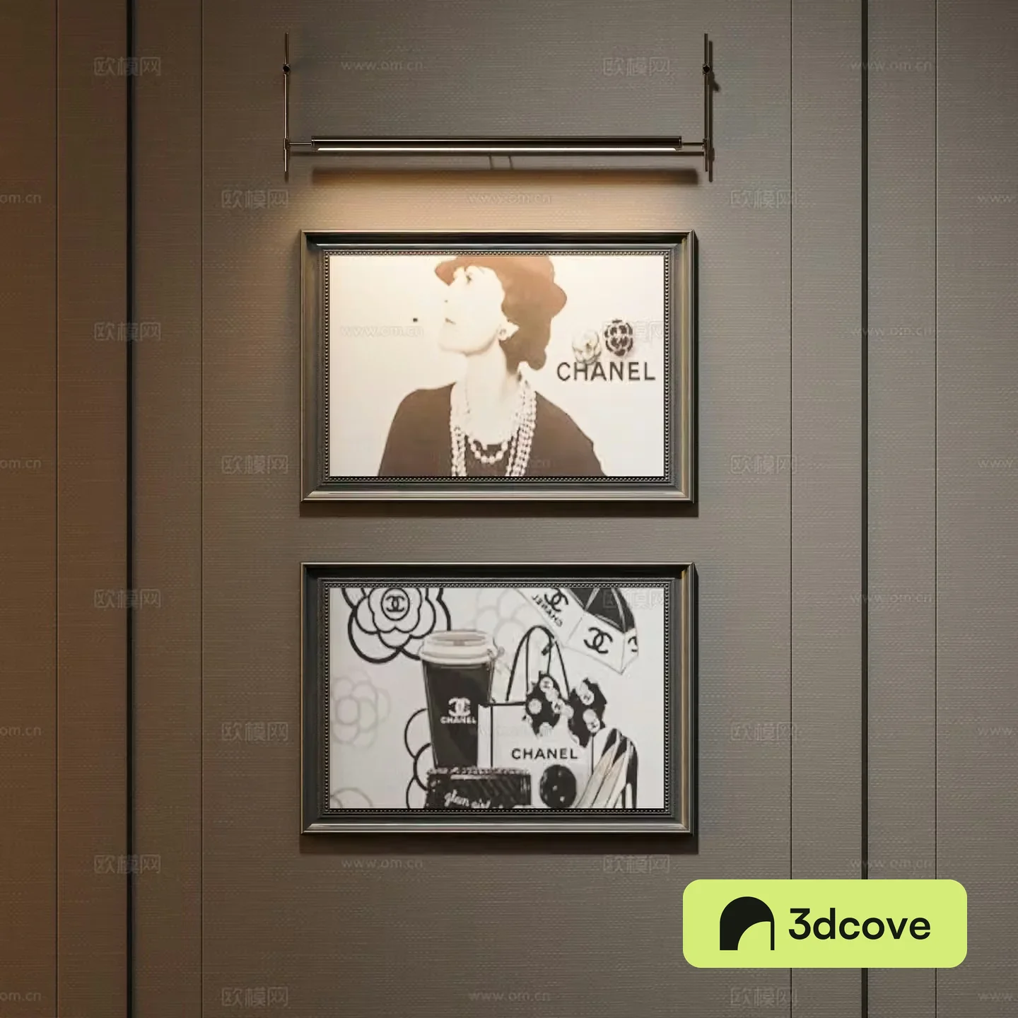 Modern light luxury decorative painting lamp combination