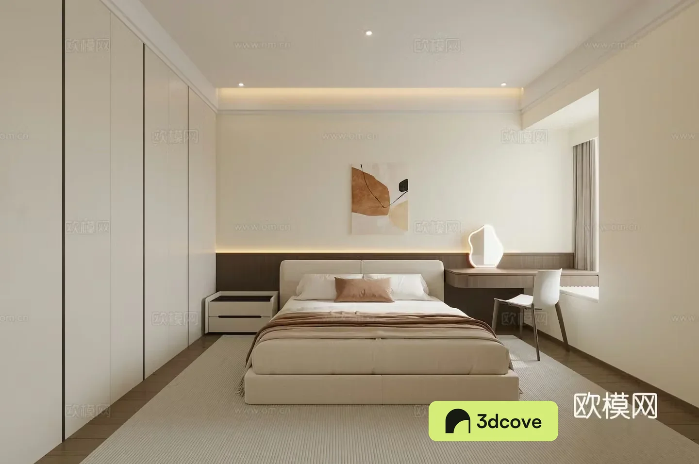Modern simple home bedroom Modern simple bedroom Elderly room Balcony washing machine cabinet Elderly room