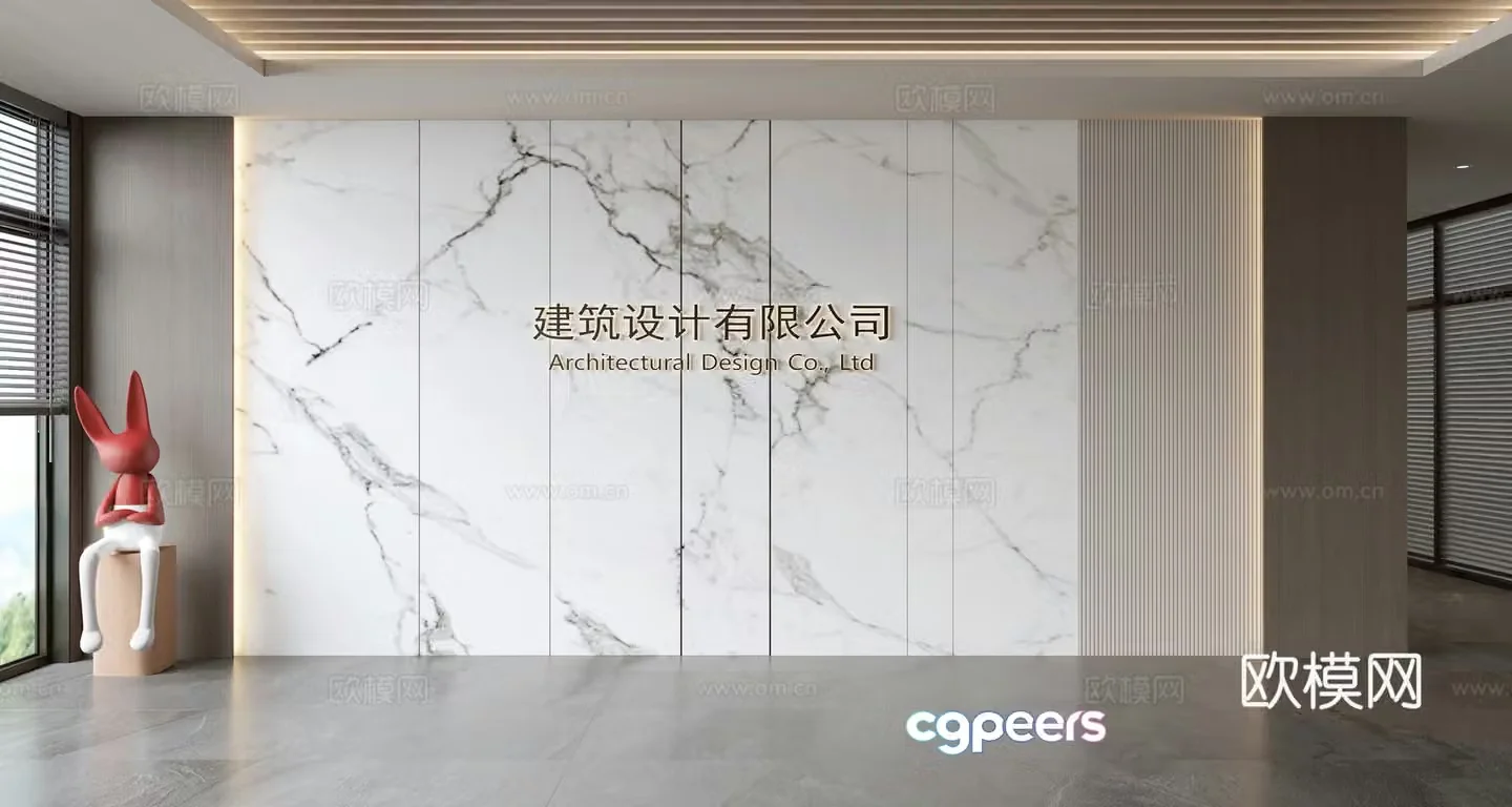Modern front desk background wall Simple background wall Front desk reception area background wall Company front desk background wall 3d model