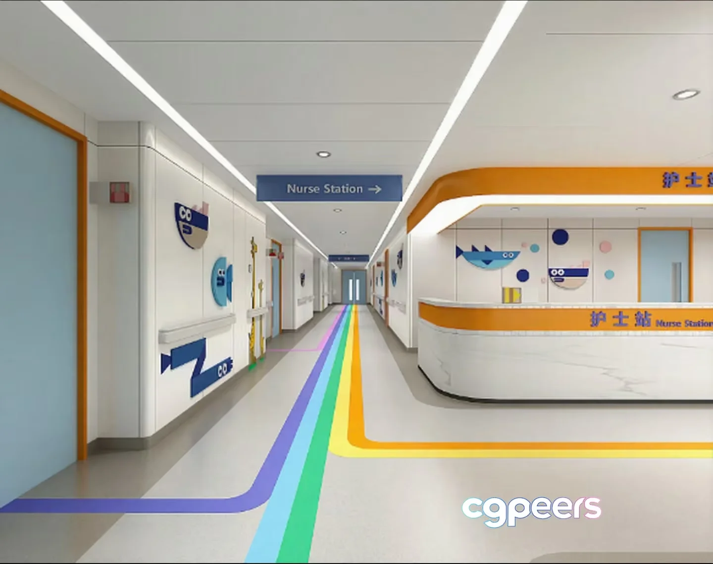 Nurse Station Area 3D Model – 10264 – VRAY Render