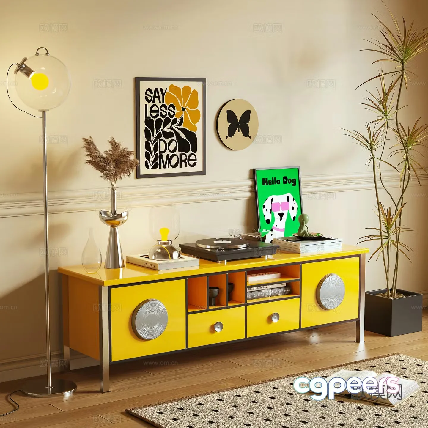 TV cabinet side cabinet dopamine Memphis 3D model