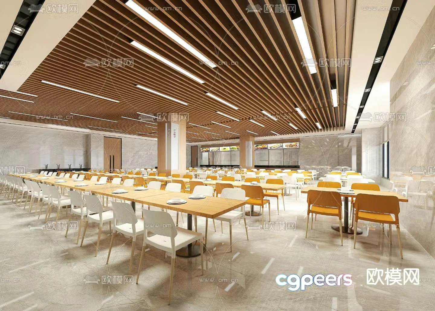 Public canteen 3d model